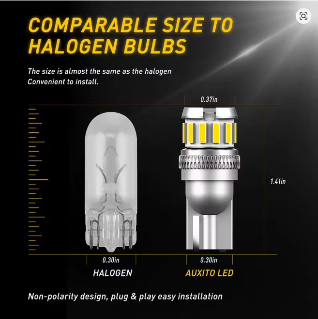 Ampolletas LED T10 AUXITO – 6500K Blanco Ultra | Interiores y Posición