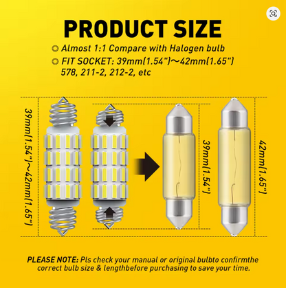 Ampolletas LED C5W / Festoon AUXITO – 6500K Blanco Ultra | Interiores