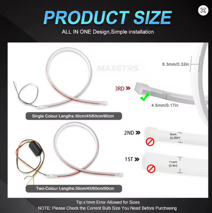 Par Tiras DRL LED Flexibles 6000K – Universales para Faros (2 Unidades)