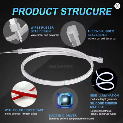 Par Tiras DRL LED Flexibles 6000K – Universales para Faros (2 Unidades)