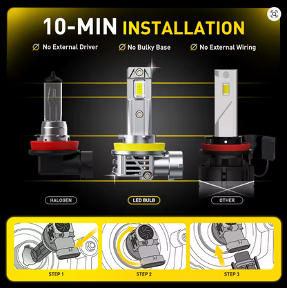 Ampolletas LED H8 / H9 / H11 / HB3 9005 / HB4 9006 AUXITO 6000K – +300% Iluminación Premium