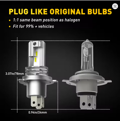 Ampolletas LED H4 AUXITO 6000K – Alta y Baja | +300% Iluminación